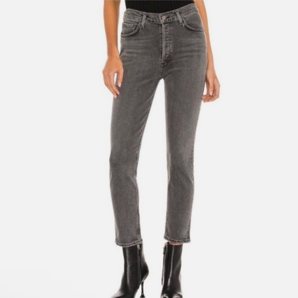 Agolde Nico High Rise Slim Women’s Gray Button Fly Denim Jeans Size 25